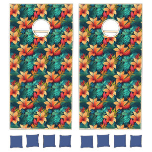 Tropical Vibes Blue Green Cornhole Set