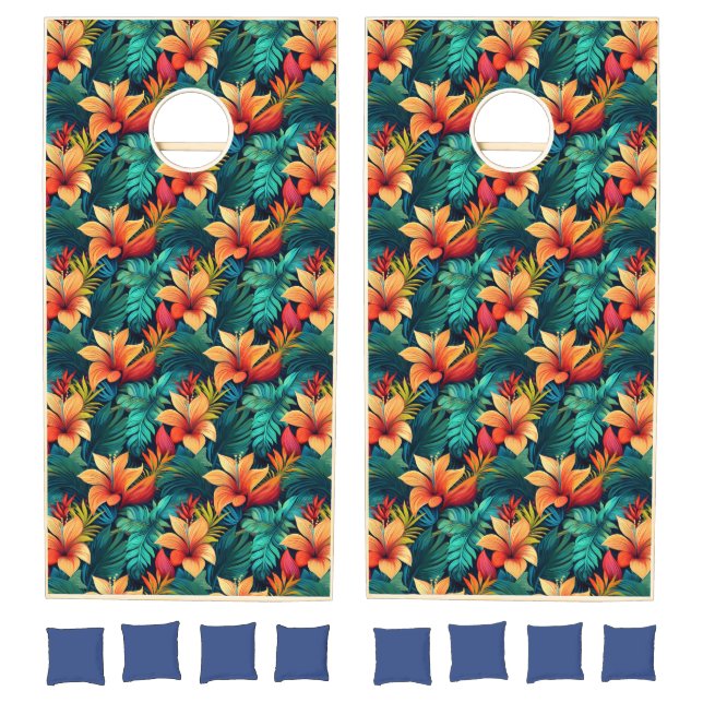 Tropical Vibes Blue Green  Cornhole Set (Set)