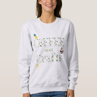Tropical Vibes Coffee and Crafts Typography Sweatshirt