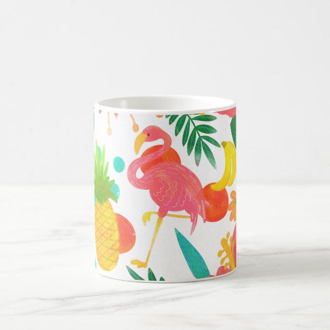 Tropical Vibes Floral Leaves Summer Chic Coffee Mug (Center)