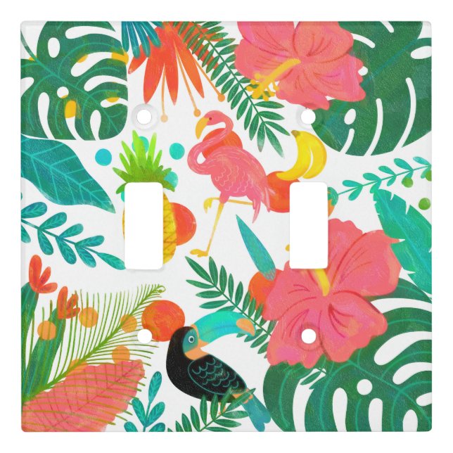 Tropical Vibes Floral Leaves Summer Light Switch Cover (Front)