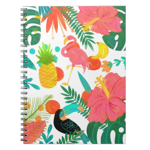 Tropical Vibes Floral Leaves Summer Luau Notebook
