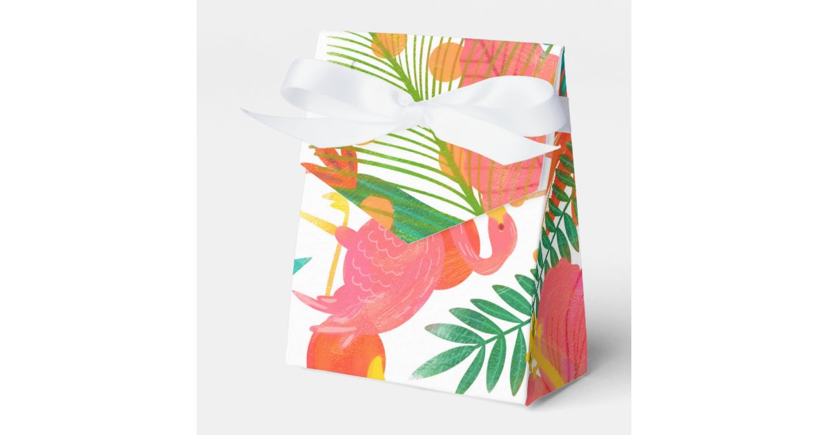 Tropical Vibes Floral Leaves Summer Luau Party Favor Boxes | Zazzle