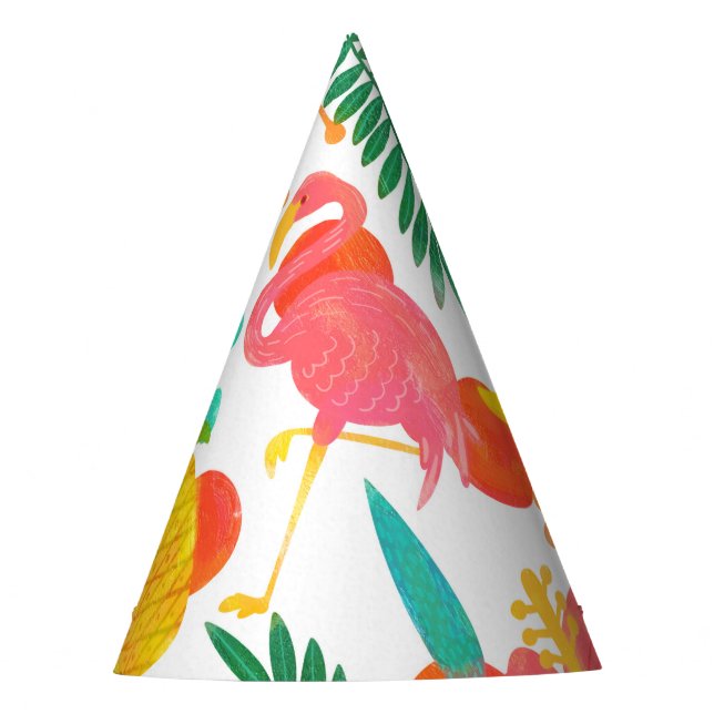 Tropical Vibes Floral Leaves Summer Luau Party Party Hat (Front)