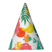 Tropical Vibes Floral Leaves Summer Luau Party Party Hat (Right)