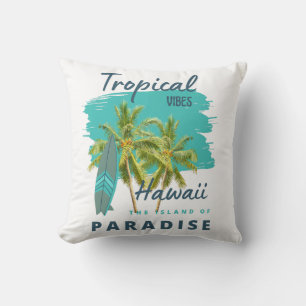 Tropical Vibes Hawaii Island of Paradise Throw Pillow