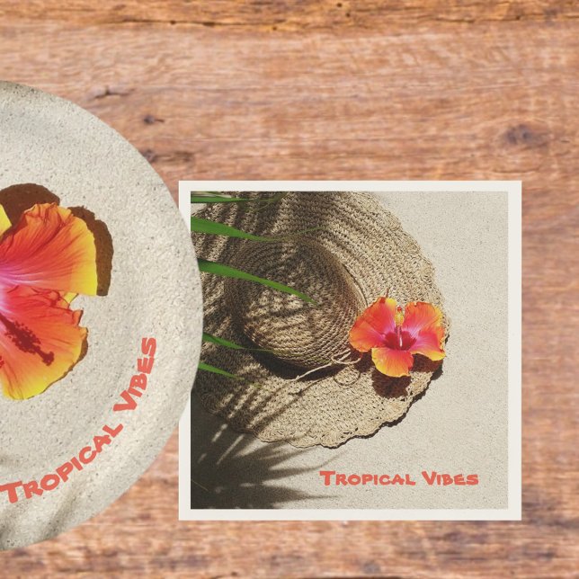 Tropical Vibes Hibiscus Beach Napkins (Creator Uploaded)