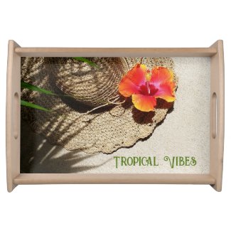 Tropical Vibes Hibiscus Flower Customizable Wood
