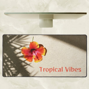 Tropical Vibes Hibiscus on Sand Customizable Desk Mat