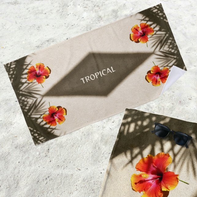 Tropical Vibes Hibiscus Polynesian Hawaiian Beach Towel (Creator Uploaded)