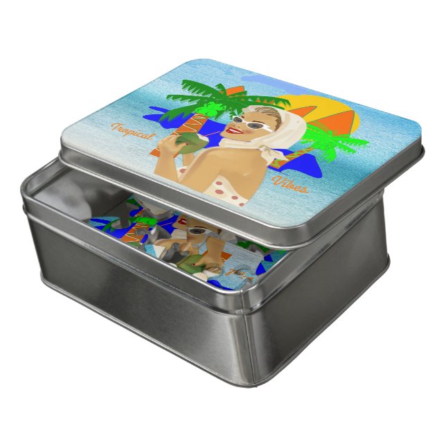 Tropical Vibes Lady   Jigsaw Puzzle (Lid Open)