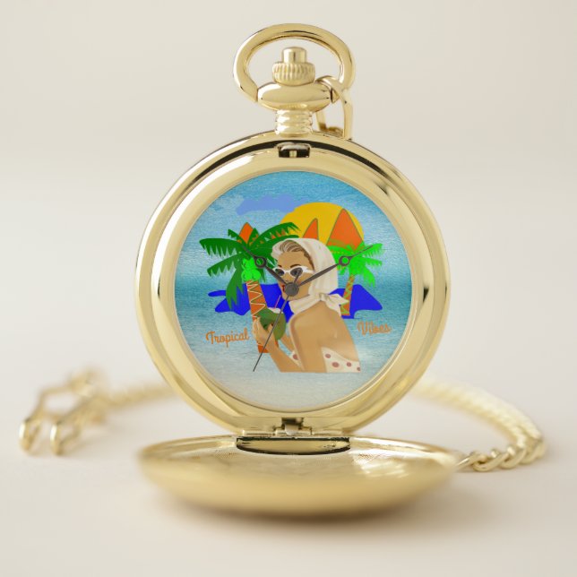 Tropical Vibes Lady   Pocket Watch (Inside)