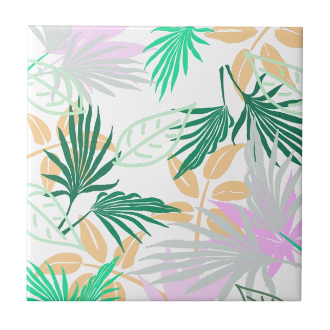 Tropical Vibes Leaves Plants Ceramic Tile (Front)