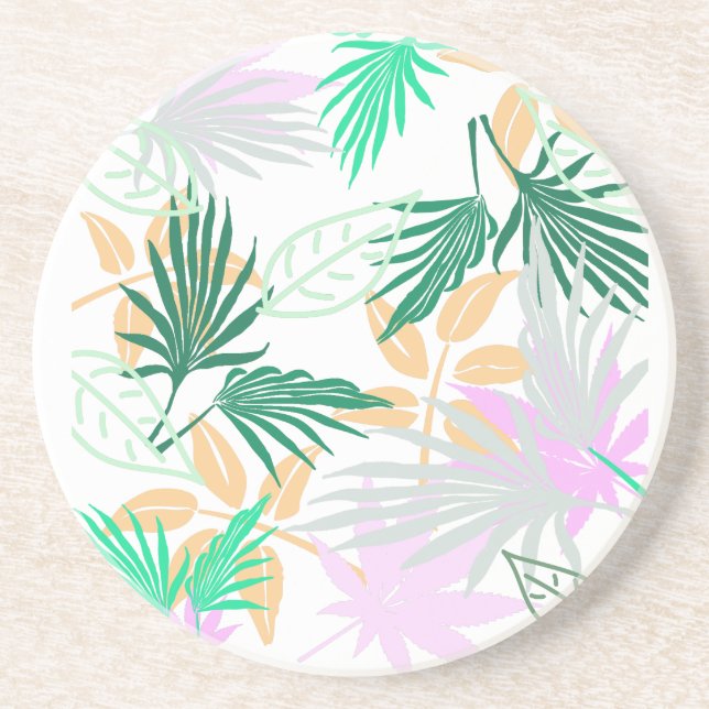 Tropical Vibes Leaves Plants Coaster (Front)