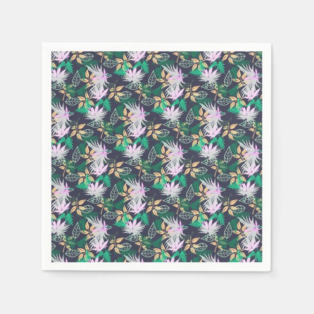 Tropical Vibes Leaves Plants Napkins (Front)