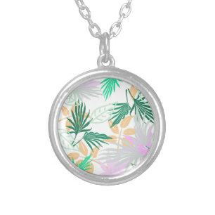 Tropical Vibes Leaves Plants Silver Plated Necklace