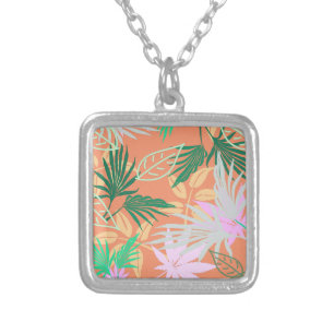 Tropical Vibes Leaves Plants Silver Plated Necklace