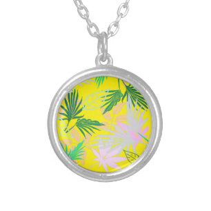 Tropical Vibes Leaves Plants Silver Plated Necklace