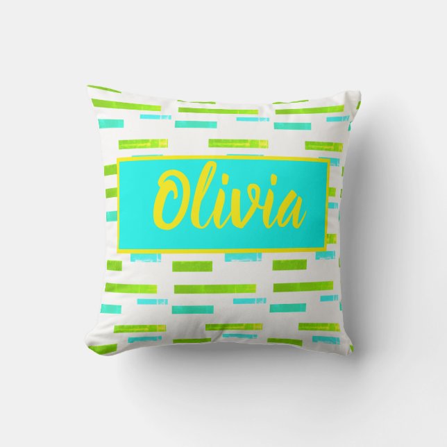Tropical Vibes Olivia Add Your Name Pillow Cushion (Front)
