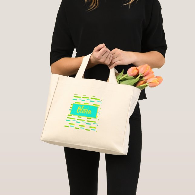 Tropical Vibes Olivia Add Your Name Tote Bag (Front (Product))