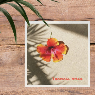 Tropical Vibes Orange Hibiscus Flower Napkins
