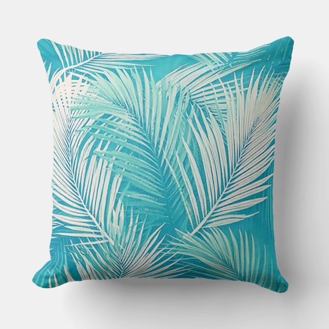 Tropical Vibes Palm Fronds Pillow (Front)