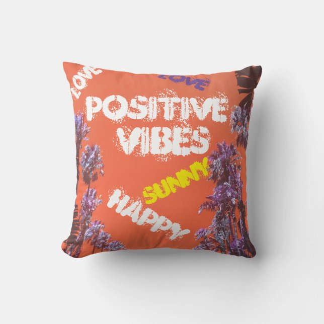 Tropical Vibes Palm Trees Cushion Throw Pillow (Front)