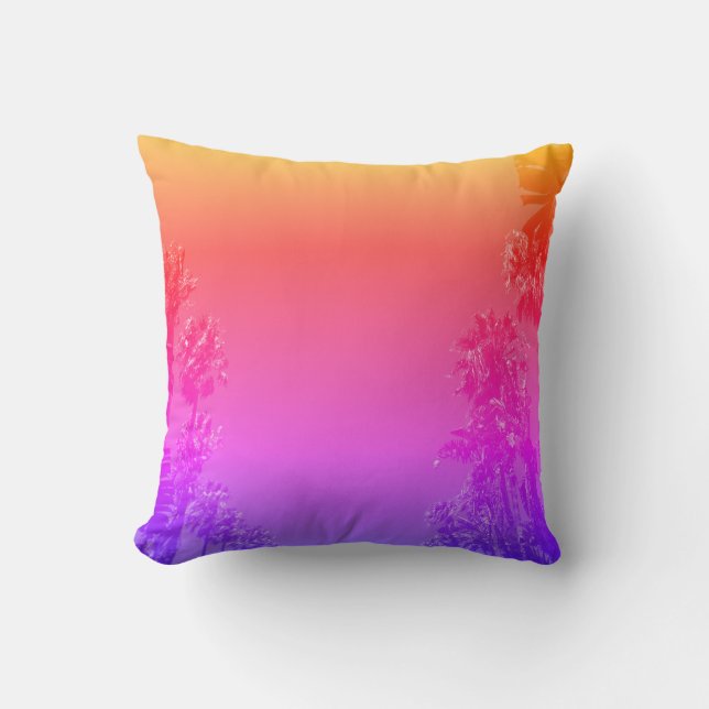 Tropical Vibes Palm Trees Cushion Throw Pillow (Front)