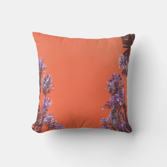 Tropical Vibes Palm Trees Cushion Throw Pillow (Front)