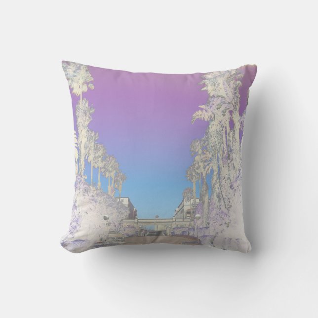 Tropical Vibes Palm Trees Cushion Throw Pillow (Front)