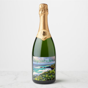 Tropical vibes sparkling wine label