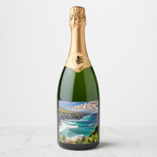 Tropical vibes sparkling wine label