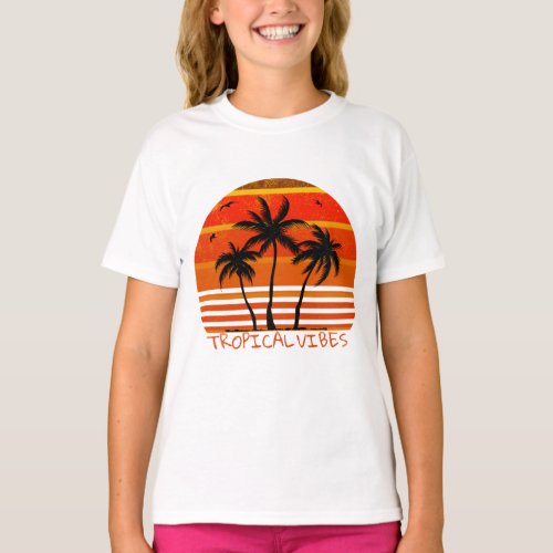 Tropical Vibes Sunset beach T_Shirt