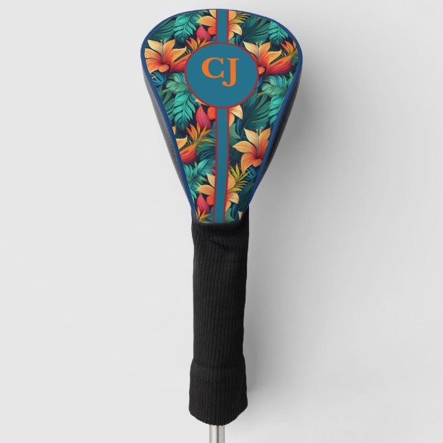 Tropical Vibes Teal Blue Green Golf Head Cover (Front)