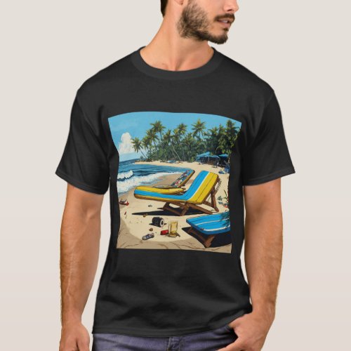 Tropical Vibes Vintage Beach T_Shirt Design