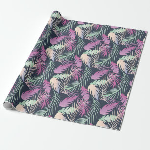 Tropical Vibrant Colorful Palm Leaves Wrapping Paper