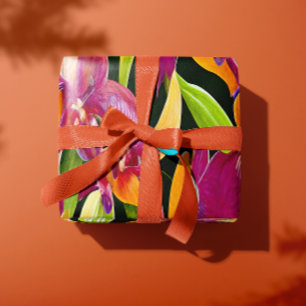 Tropical Vibrant Colors Floral Botanicals  Wrapping Paper