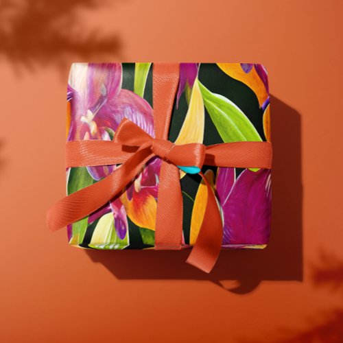 Tropical Vibrant Colors Floral Botanicals  Wrapping Paper