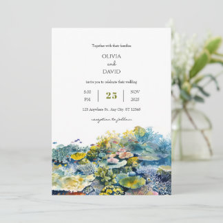 Tropical Vibrant Fish Coral Reef Beach Wedding Invitation