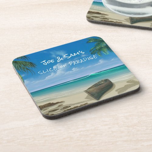 Tropical View Island Retreat Old Boat Beverage Coaster