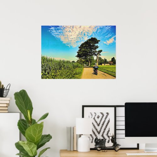 Tropical Village Sugar Cane Field Panorama Poster