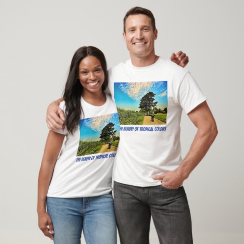 Tropical Village Sugar Cane Field Panorama T_Shirt