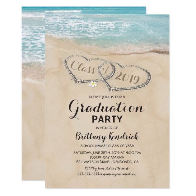 Tropical Vintage Beach Graduation Party Invitation