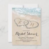Tropical Vintage Beach Heart Bridal Shower Invitation (Front)