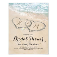 Tropical Vintage Beach Heart Bridal Shower Invitation