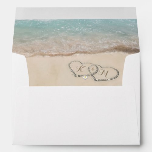 Tropical Vintage Beach Heart Shore Envelope
