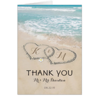 Tropical Vintage Beach Heart Shore Thank You