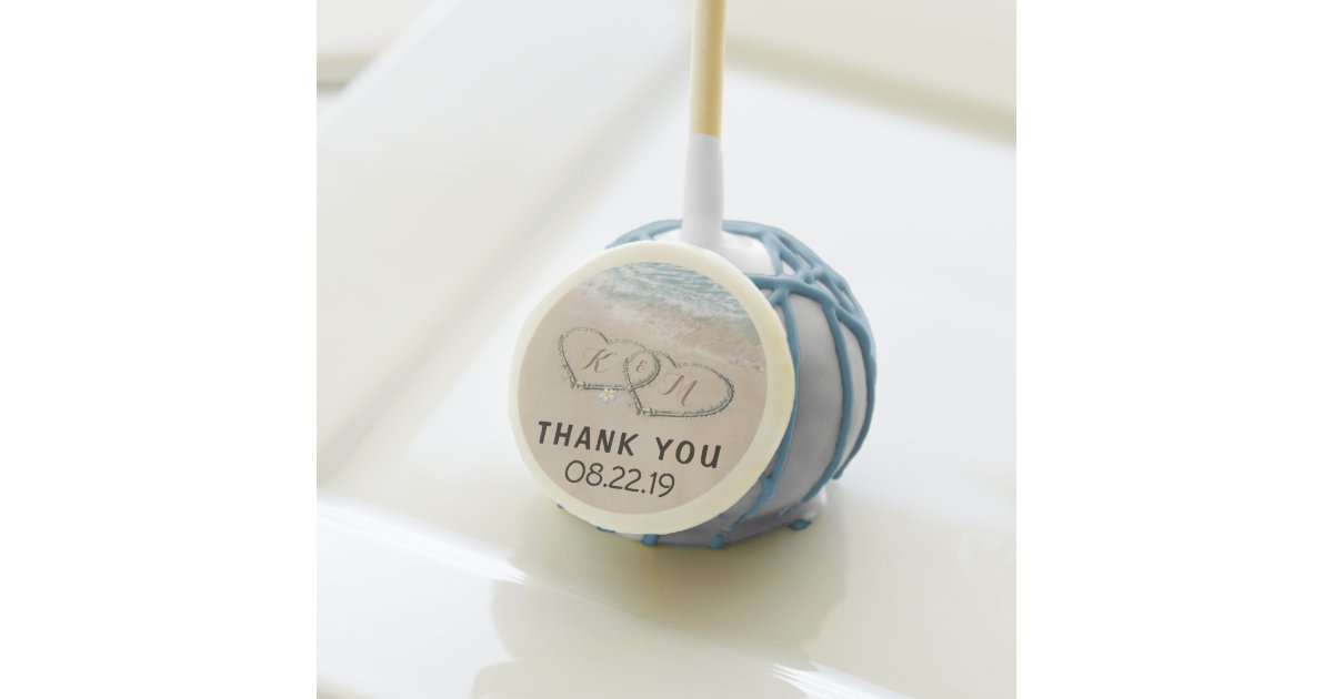 Tropical Vintage Beach Heart Shore Wedding Cake Pops Zazzle Com