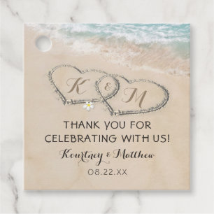 Tropical Vintage Beach Heart Shore Wedding Favor Tags