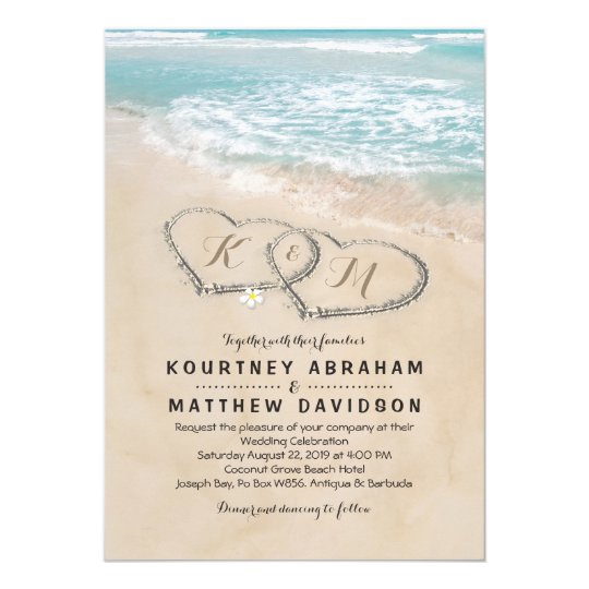 tropical vintage beach heart shore wedding invitation beach wedding invitation background